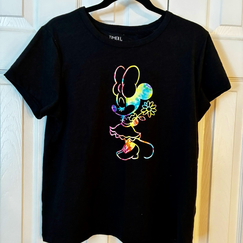 Time and Tru Black Tee with Colorful Character Design